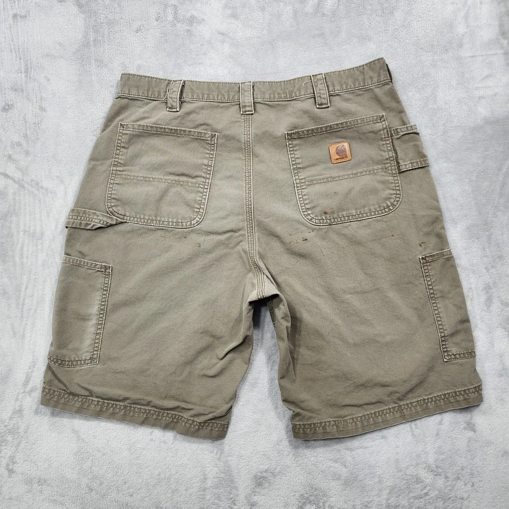 Carhartt Shorts Mens 36 Beige Cargo Canvas Relaxed Distressed Workwear Painter